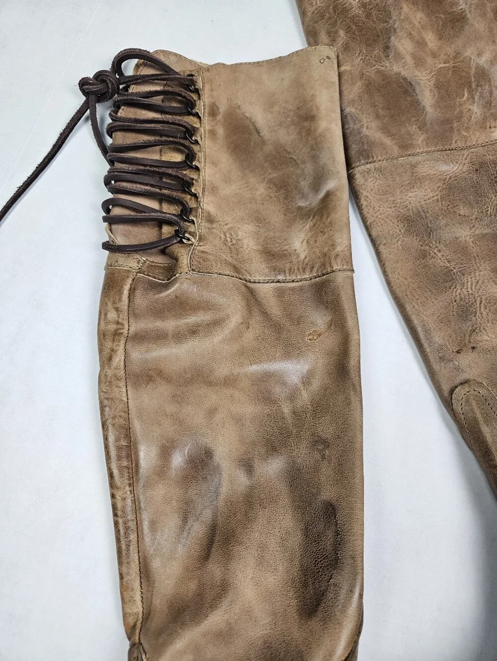 Freebird by Steven Rolls Leather Over the Knee Tan Heeled Boots in Cognac